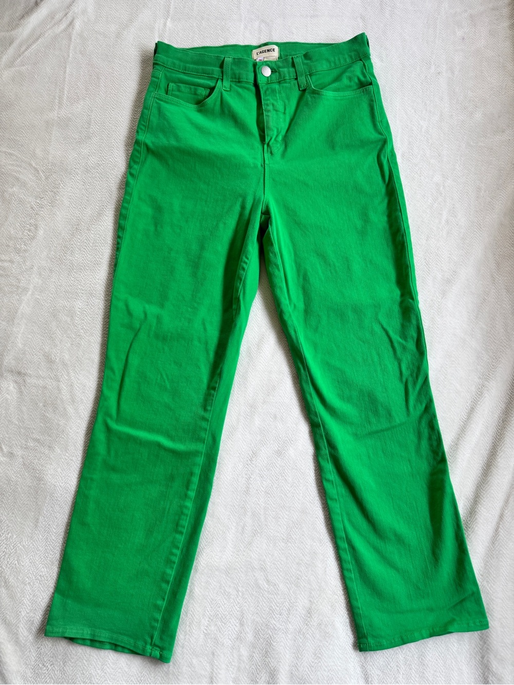L'AGENCE Alexia High-Rise Straight Leg Jeans in Grass Green Size 28 - Picture 5 of 7